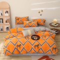 Orange zebra printing velvet fabric bedding quilt cover